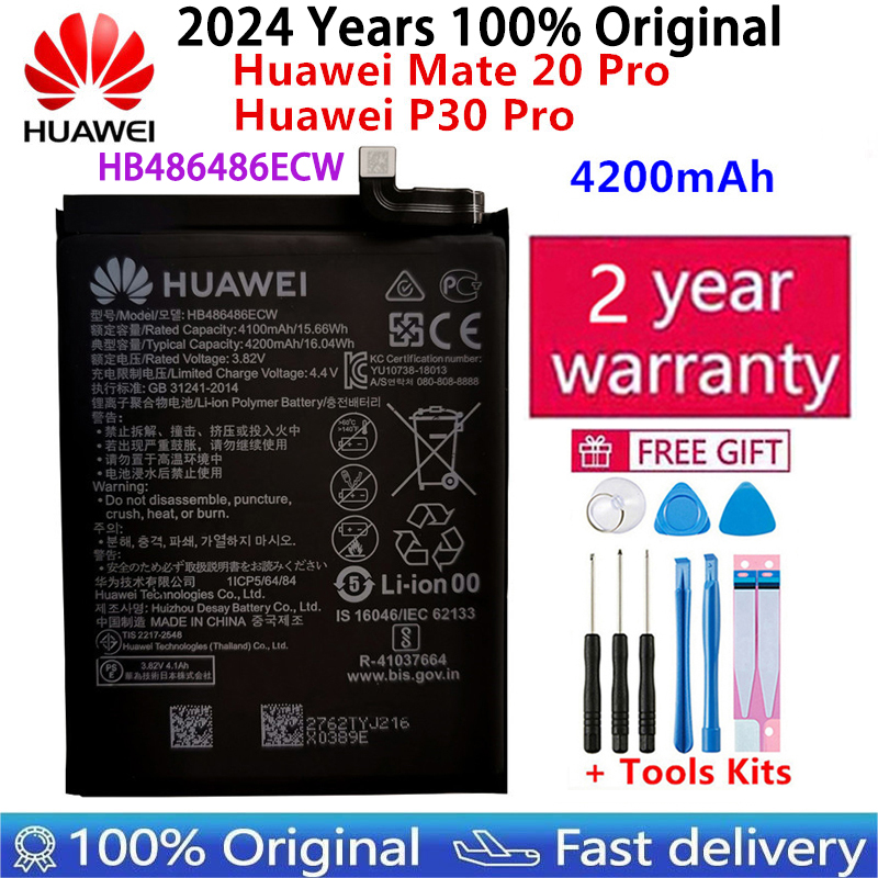 2024 100% original de alta qualidade 4200mAh HB 486486 Bateria do telefone móvel de ECW para baterias de Huawei P30 Pro Mate20 Pro Mate 20 Pro