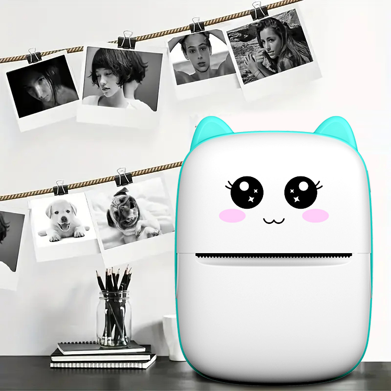 Mini impresora, impresora térmica Impresora de pegatinas portátil sin tinta Compatible con IOS y Android, etiquetas de impresión fotográfica inalámbrica