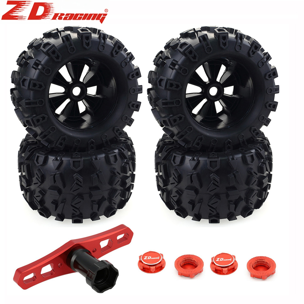 4 sztuki / opakowanie Zestaw opon i kół sześciokątnych do samochodów ciężarowych 1/8 w skali 1/8, klejonych do Traxxas Maxx Tmaxx E-Revo Revo 3.3, JLB Cheetah Monster