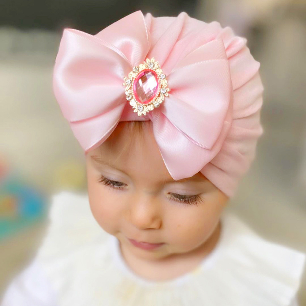 1 peça crianças impressão chapéu do bebê crianças boné recém-nascidos meninas bowknot diamante fotografia adereços primavera outono gorro infantil adereços