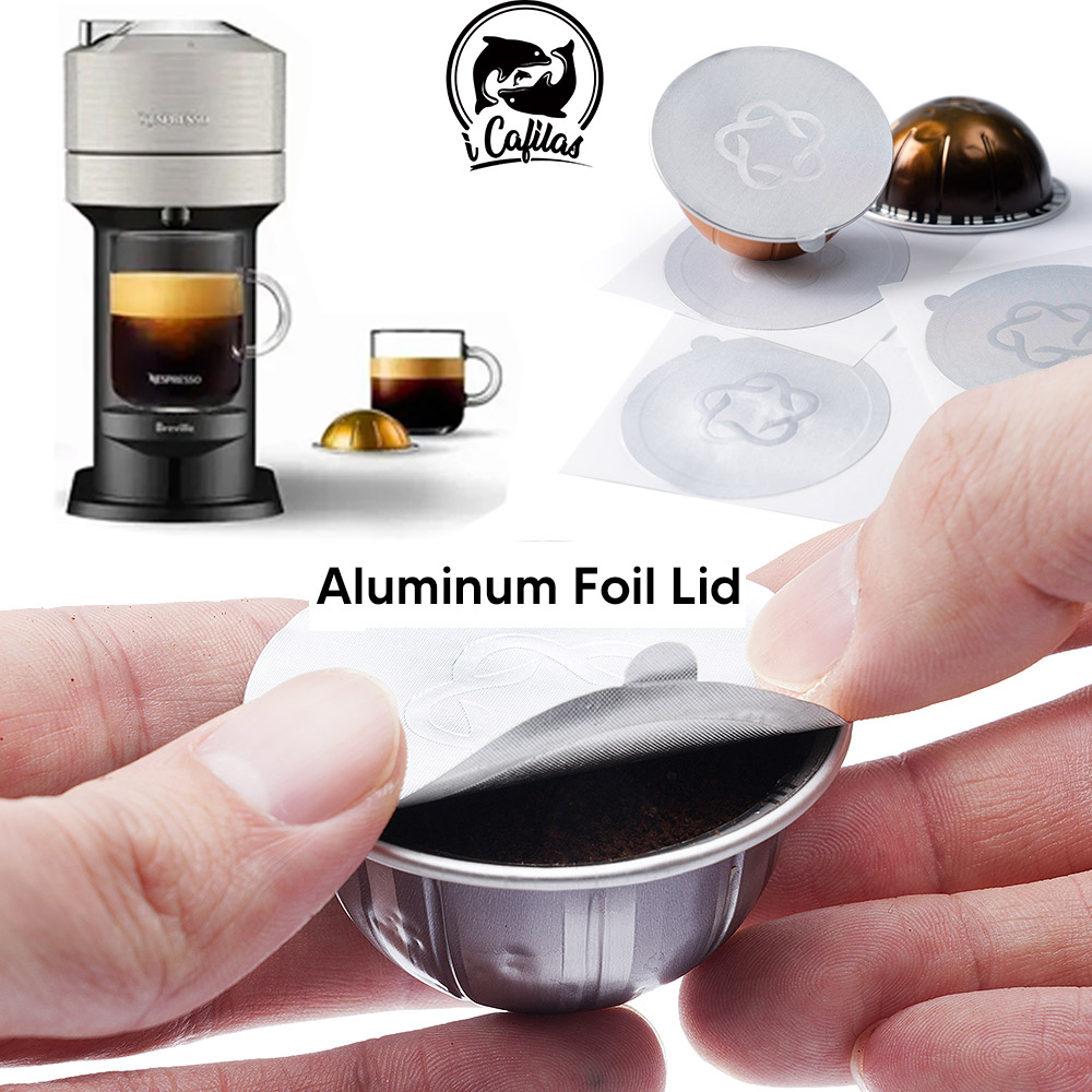 icafilas jednorazowe Nespresso Vertuo kapsułka z kawą uszczelka folie aluminiowe krem kawiarnia filtr pokrywa naklejka dla Nespresso Vertuo Plus