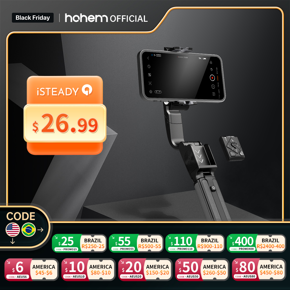 Hohem – iSteady Q stabilisateur de cardan portable, perche à Selfie, trépied réglable avec télécommande pour Smartphone