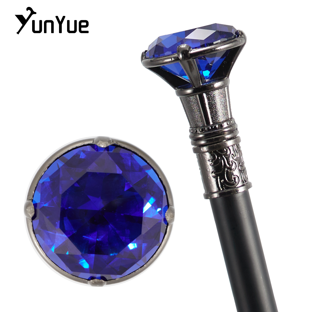 Sliver Blue Diamond Type Walking Cane Gentleman Elegant Fashion Art Decorative Walking Stick Lady Vintage Party Cosplay Sceptre