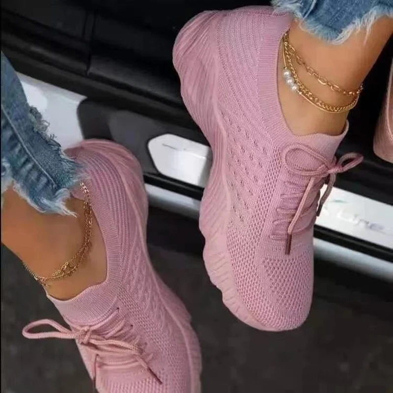 Vrouwen Mesh Ademende Casual Sneakers Veterschoenen Gevulkaniseerde Schoenen Dames Platform Sneakers Vrouwelijke Schoenen Plus Size Zapatos De Mujer