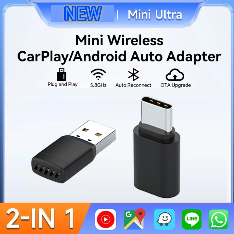 Adaptador CarPlay 2 en 1 con cable a inalámbrico para coche, Android Auto AI Box Play & Plug para sistema de navegación CarPlay AA con cable OEM