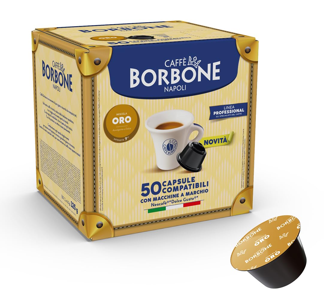 Cápsulas de Café Blend Gold Bourbon Compatibles con Nescafé ® Sabor Dulce ® 50 Unidades de Café Molido Italiano para Cafeteras