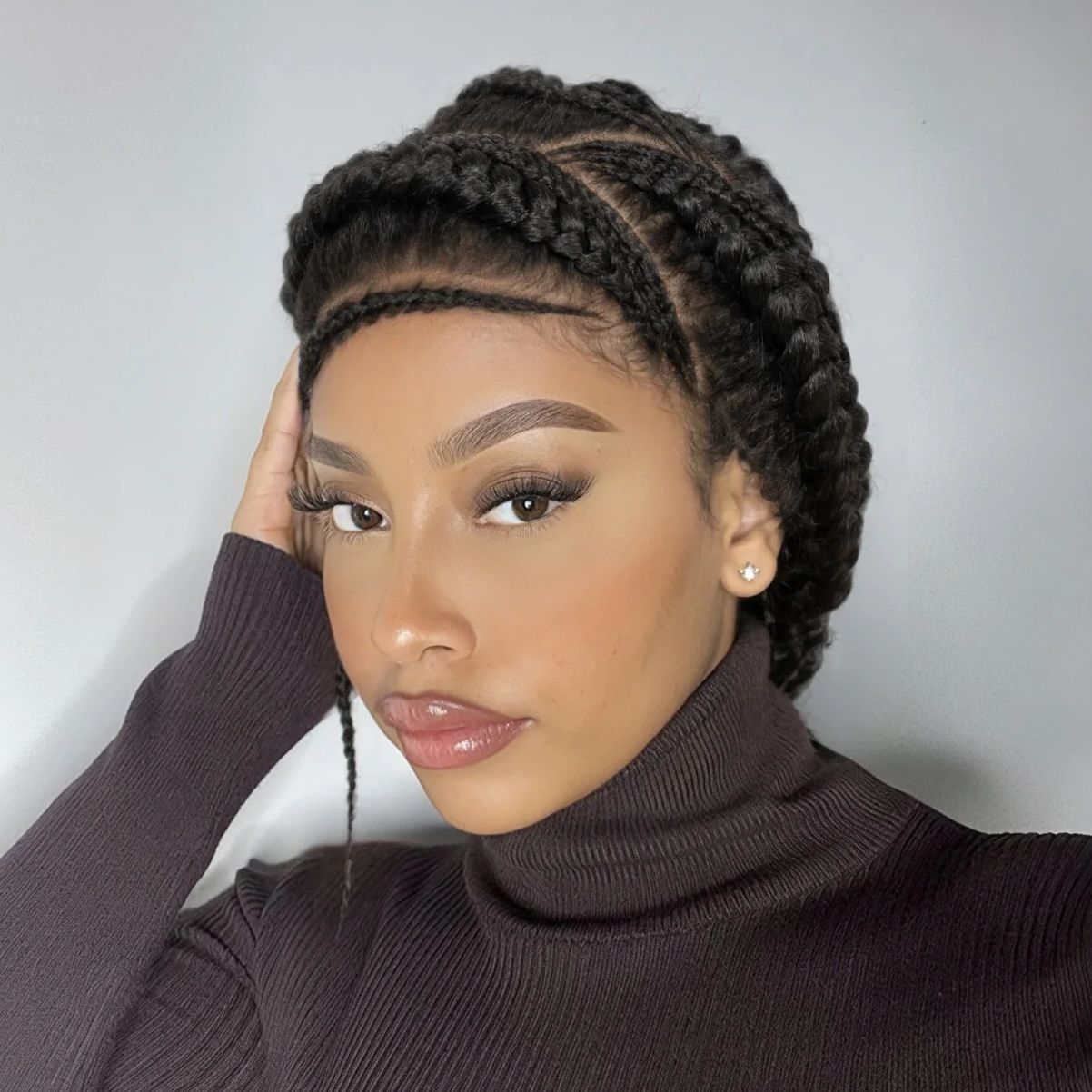 Pelucas trenzadas en Zigzag protectoras, peluca Bob sintética de encaje completo, trenzas Cornrow con peluca de moño para mujer, Color 1b de 12 pulgadas