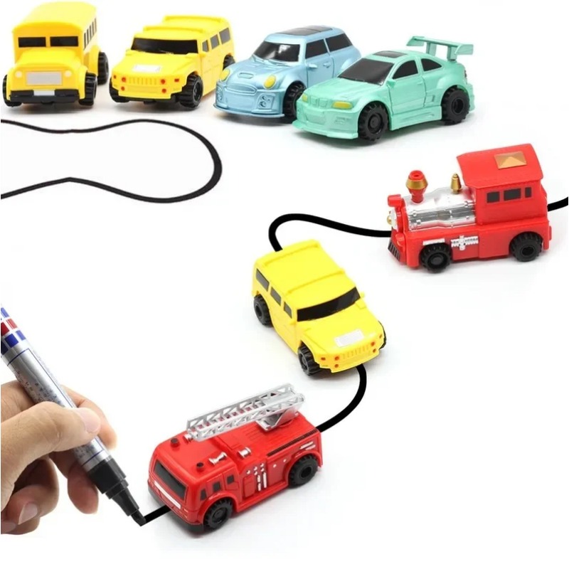 新しい電気誘導ラインとクリエイティブミニマジックペン子供のおもちゃのドローレールカー