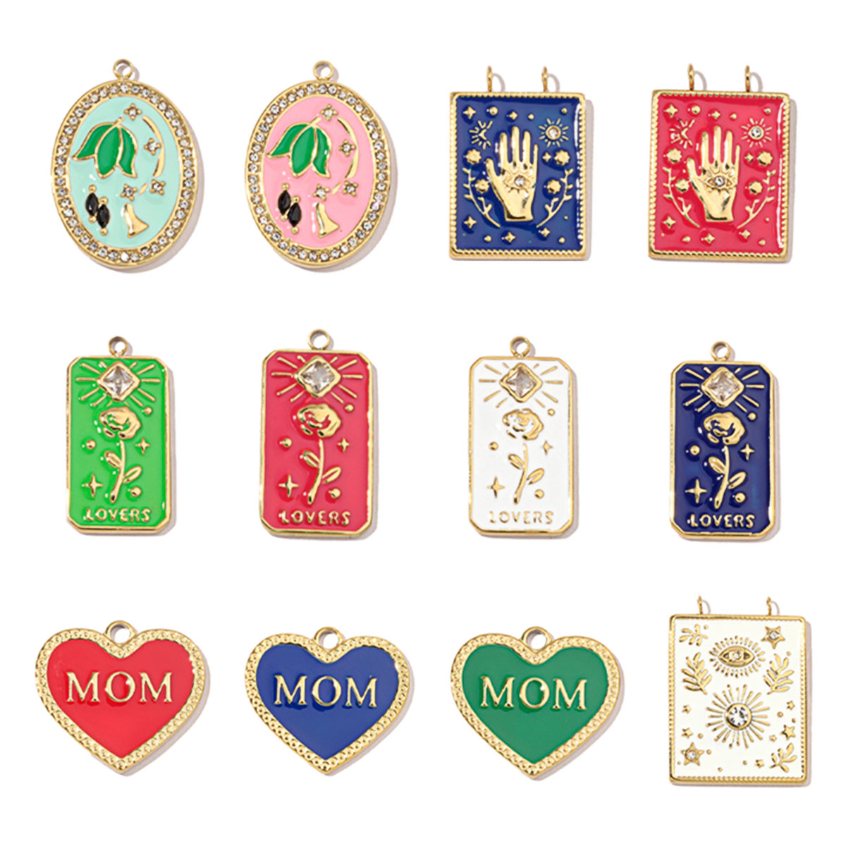 Breloques papillon en émail coloré poli miroir en acier pour femme, fleur française, pendentif bricolage, bijoux, découverte exécutive, 3 pièces par lot