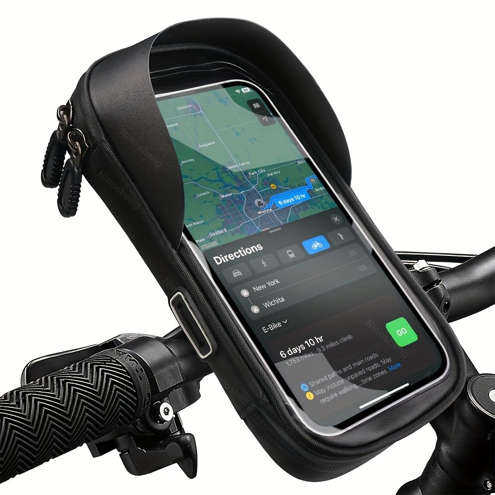 Suporte para celular para bicicleta, suporte frontal para celular, bolsa à prova d'água para bicicleta, motocicleta 360 °   Girevole