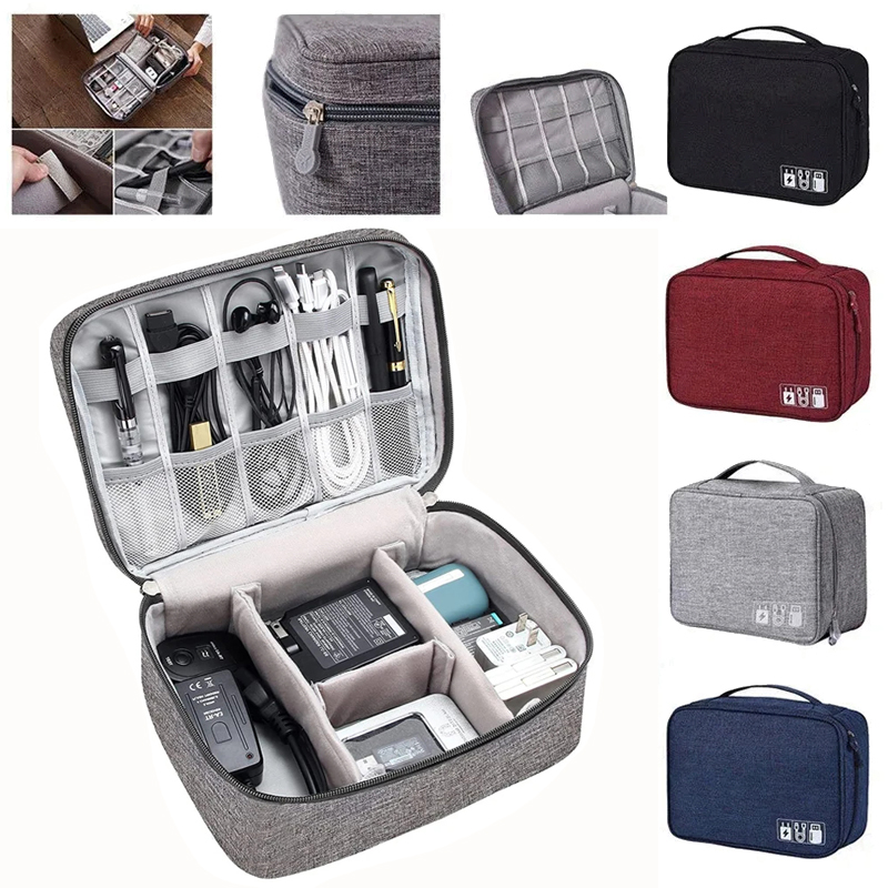 Tas Penyimpanan Digital Travel Pengatur Kabel Data USB Portabel Tahan Air untuk Perangkat Elektronik Tas Penyimpanan Pengisi Daya Saluran Earphone