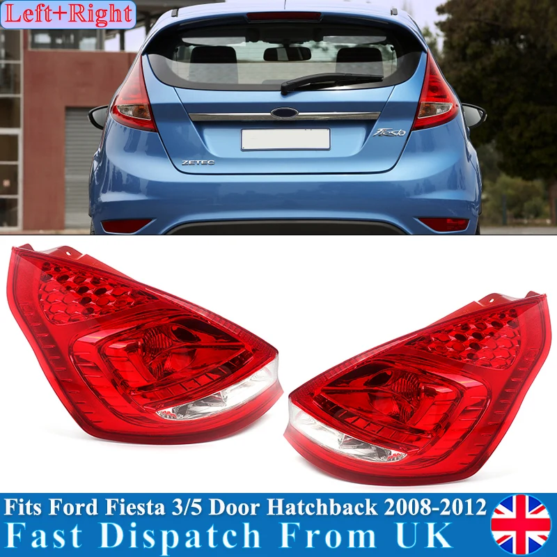 Achter Links & Rechts Achterlicht voor FORD FIESTA MK7 3 & 5 Deur Hatchback Achterlicht Bestuurder & Passagierszijde 2008-2012