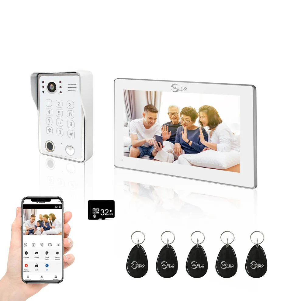 ANJIELO 1080P Tuya Smart WiF wideodomofon kamera dzwonkowa z kartą RFID unlcok odcisk palca i odblokowanie hasła