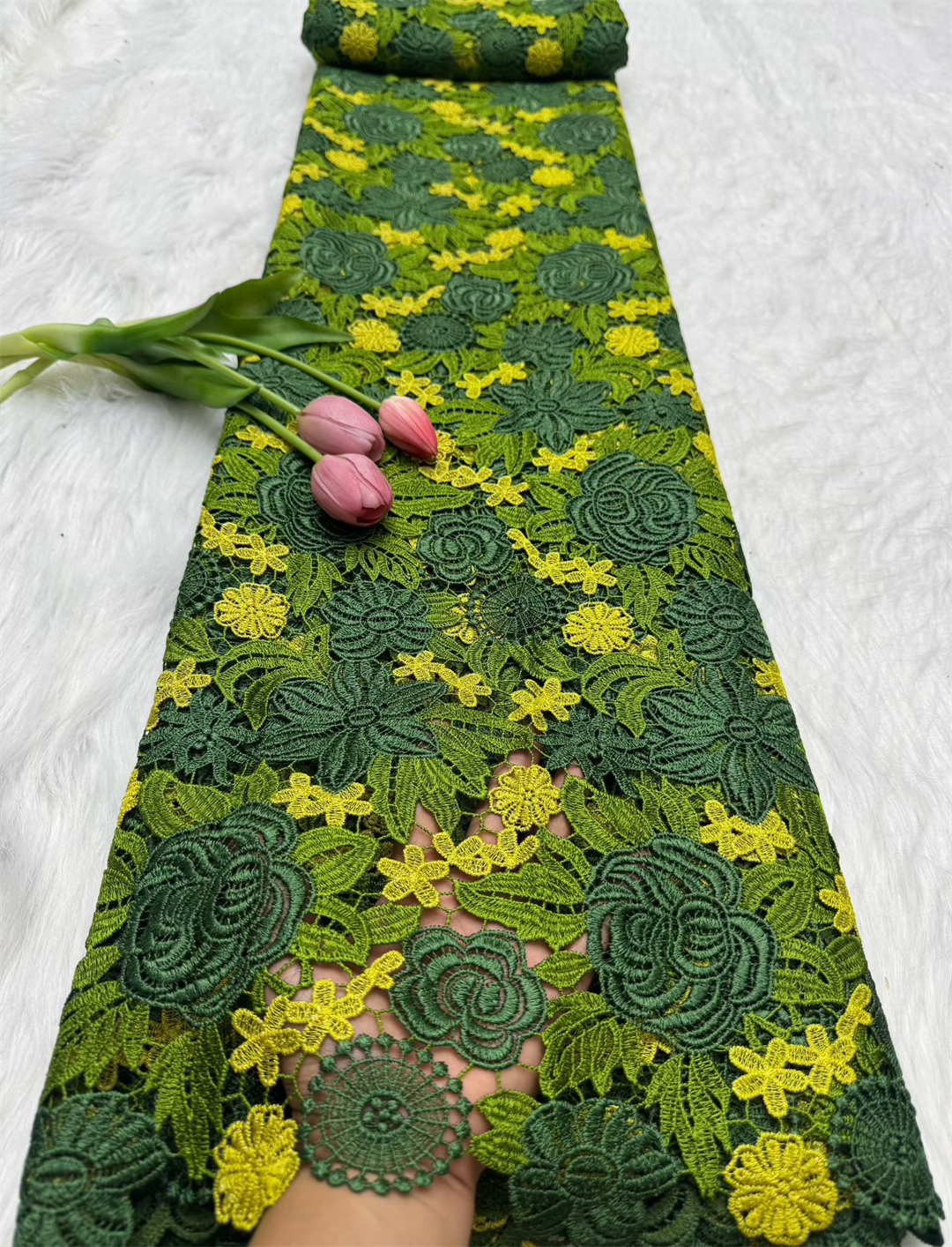 Encaje guipur de algodón Floral pequeño de gama superior, cordón suave, encaje, bordado africano amigable con la piel, tela de Cupion para ceremonia para celebrantes