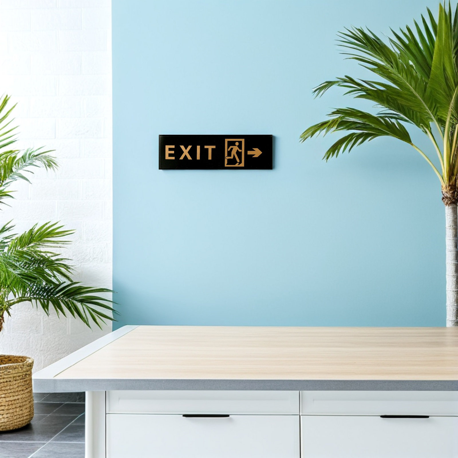 5 pegatinas acrílicas para señalización de salida, autoadhesivas, vibrantes y resistentes a la decoloración, para uso en interiores y exteriores, en edificios de oficinas