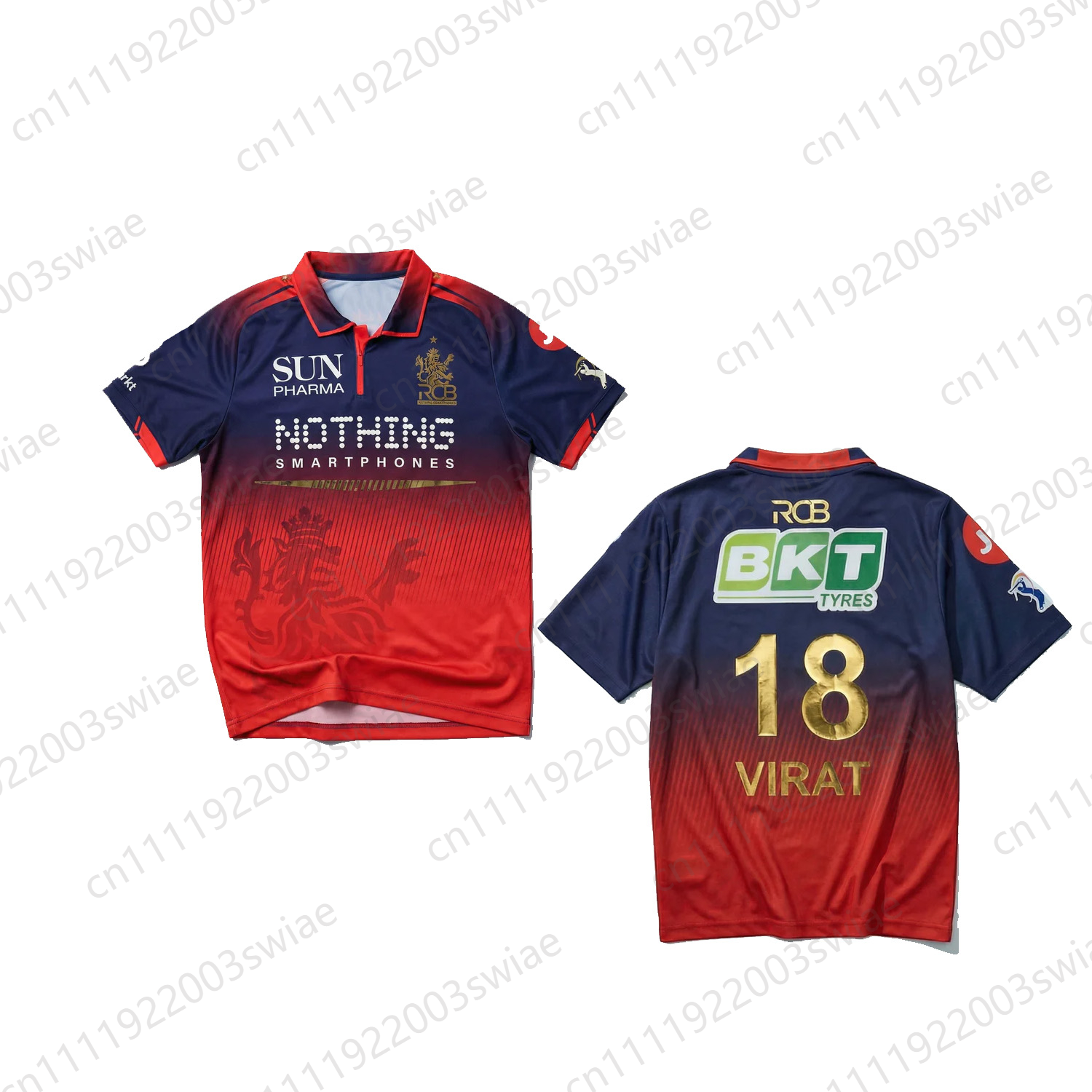 Camisa de Críquete RCB 2026 Clássica de Secagem Rápida para Todas as Estações Adulto/Infantil - Camiseta Esportiva Casual