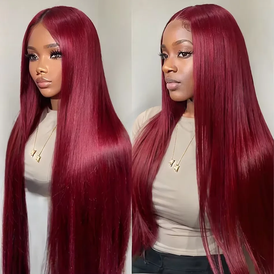 99J Bourgondië Recht Haar Lace Front Haarwerk 13x4 13x6 HD Transparant Volledig Lace Frontal Haarwerk 200 Density Recht Haarwerk
