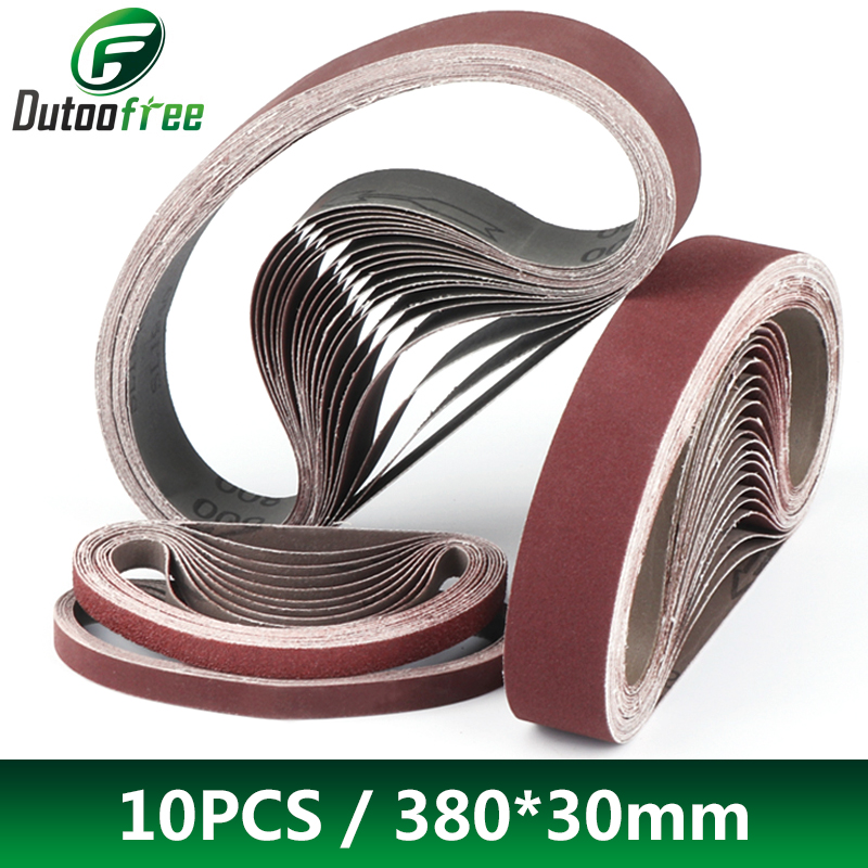 Set da 9/10 Pezzi di Nastri Abrasivi 380*30mm per Levigatura Legno e Metallo, Carta Vetrata per Levigatrice a Nastro, Utensile Abrasivo 60-1000 Grit