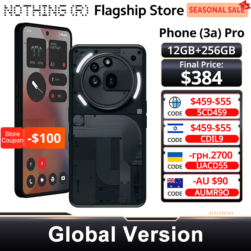 Глобальная версия Nothing Phone (3a) Pro 5G NFC, смартфон с гибким AMOLED-дисплеем 6,77 дюйма, процессор Snapdragon 7s Gen 3, аккумулятор 50 Вт, зарядка 50 Вт