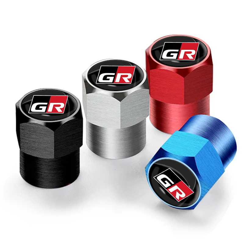 4 unids/set tapas de válvula de neumático de rueda de coche cubierta de vástago de Metal para Toyota GR Sport Gazoo Racing Yaris 86 Corolla Hilux GR accesorios de neumáticos