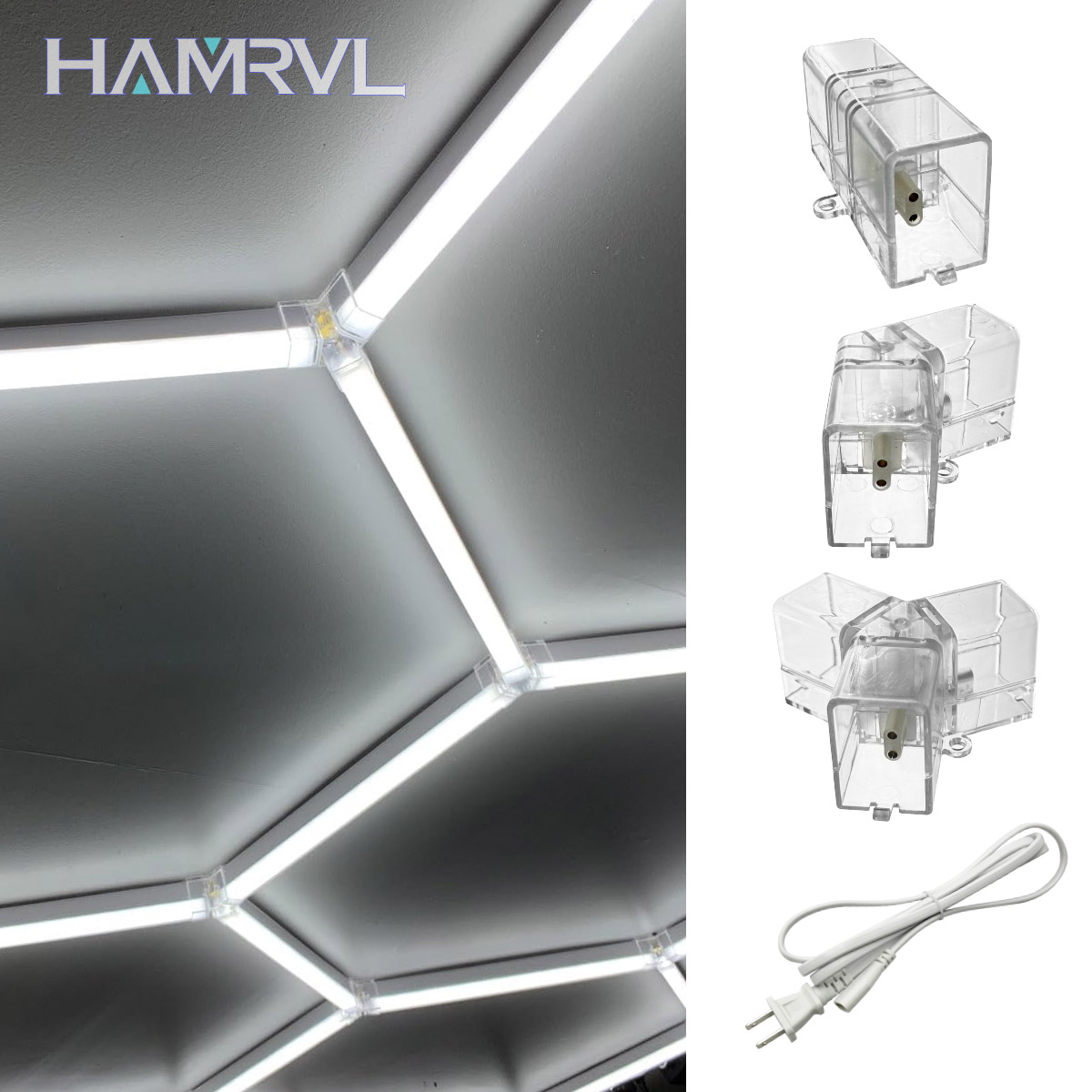 Der 2-polige V/Y/L/T/I-Stecker und Kabel von HAMRVL aus Kupfer ist für LED-Garagen-Decken-Sechskantlicht 110–240 V geeignet