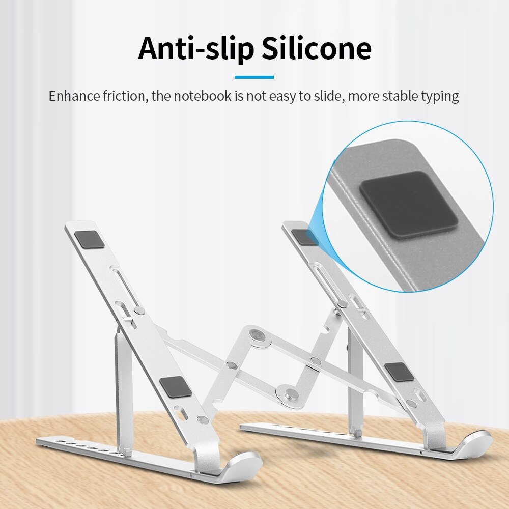 Dudukan Laptop 7 Tingkat Dapat Disesuaikan Pegangan Laptop Lipat Portabel Aloi Aluminium untuk MacBook Pro Ventilasi Udara 2021 Baru