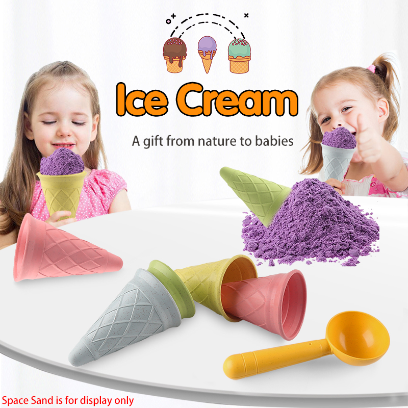 Juguete para jugar a las casitas para niños, tubo de helado de playa, juego de cuchara de excavación, Material de paja de trigo, taza de helado, juguete de playa