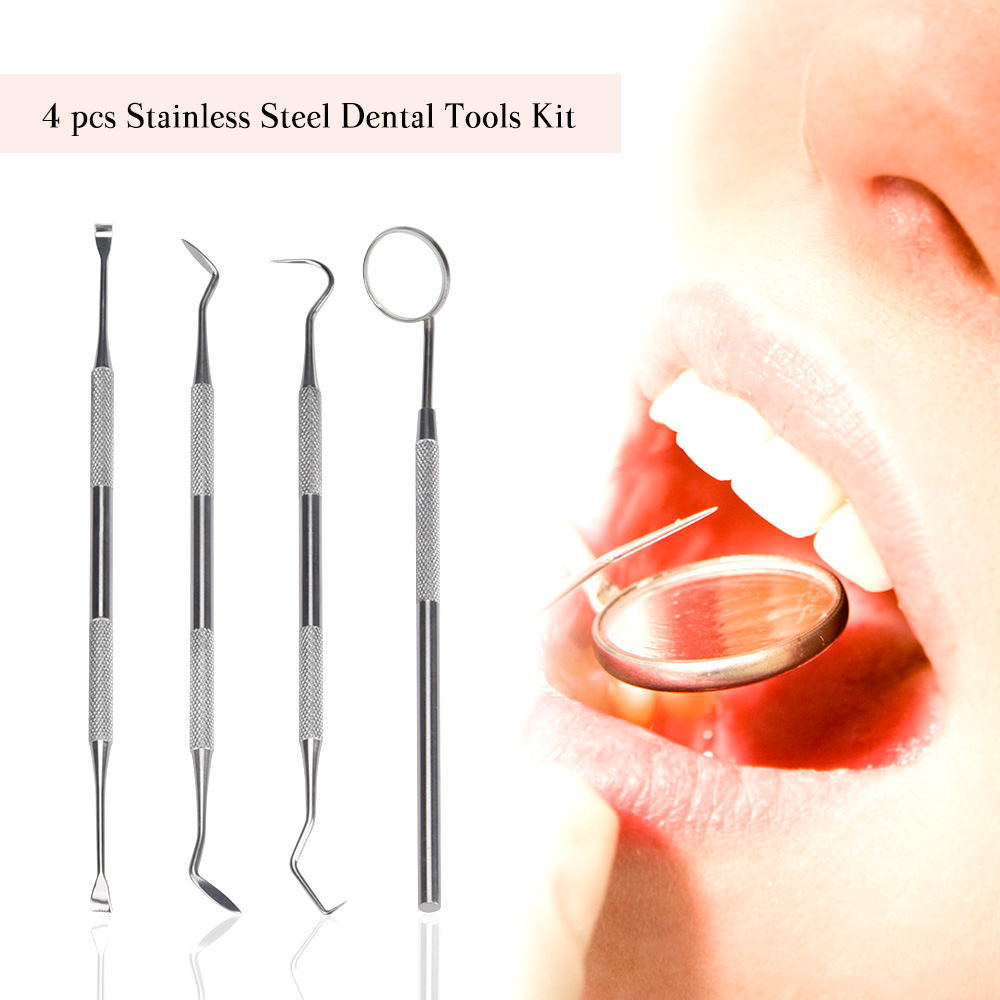 4 Stuks Set Tandsteen Schraper Scaler Plaque Remover Tanden Schoonmaken Tool Tandarts Mondhygiëne Kit Tandsteen Remover Mondverzorging