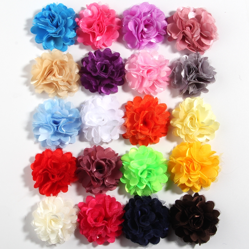 Tela de seda de malla para niña y niño, accesorios para el cabello, flores de 5CM y 2 ", 500 Uds.