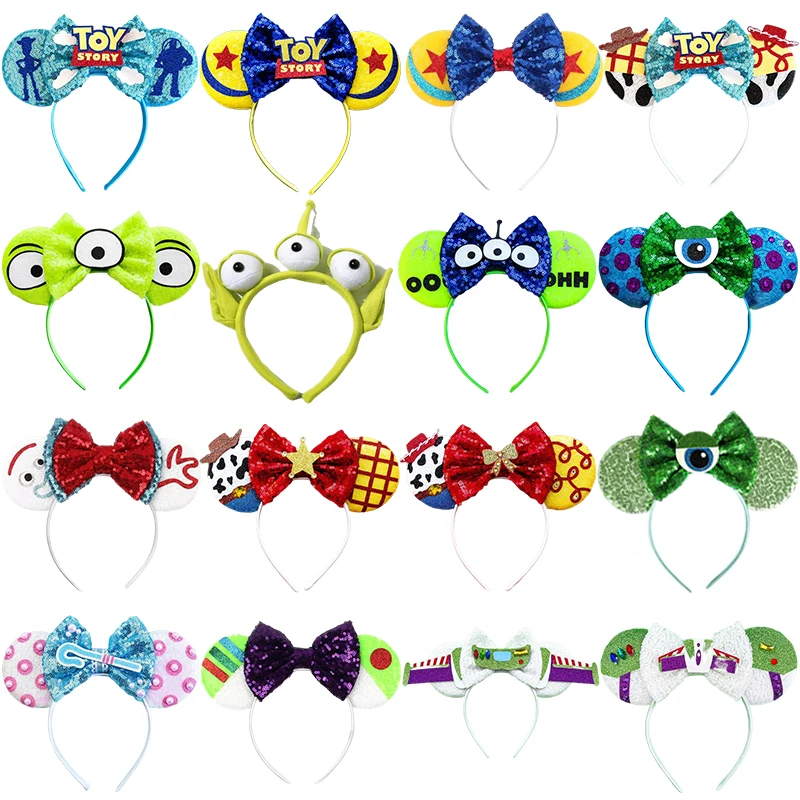 Opaski Disney Toy Story damskie opaski na włosy dla dziewczynek Pixar cekiny kokarda obcy nakrycie głowy Kids Buzz Lightyear akcesoria do włosów