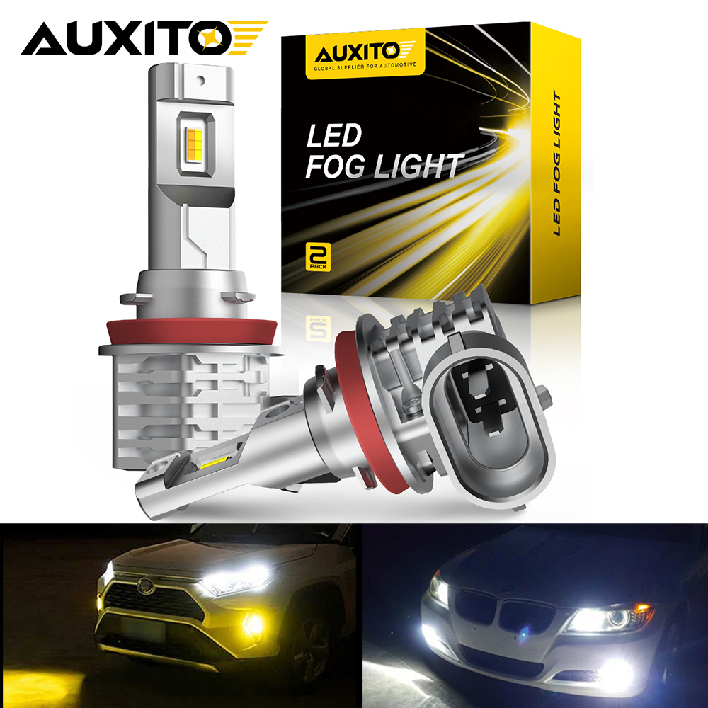 Auxito หลอดไฟ LED H11 H8 2ชิ้นสวิตช์ไฟตัดหมอกสวิตช์ย้อนกลับสีคู่สีขาวสีเหลืองไร้สาย H9รถยนต์วันขับรถไฟ12V