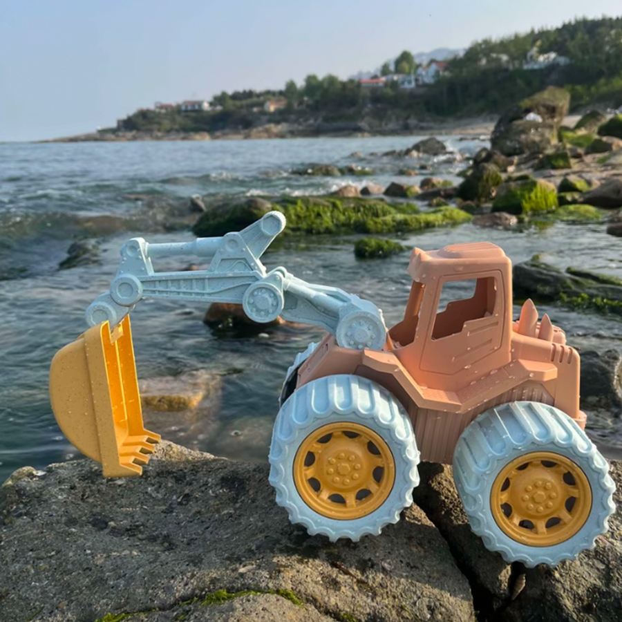 1 Set Mainan Pantai Anak-Anak, Mobil Excavator Teknik, Terbuat dari Jerami Gandum, Dapat Menggali Pasir, Mainan Mobil Balap