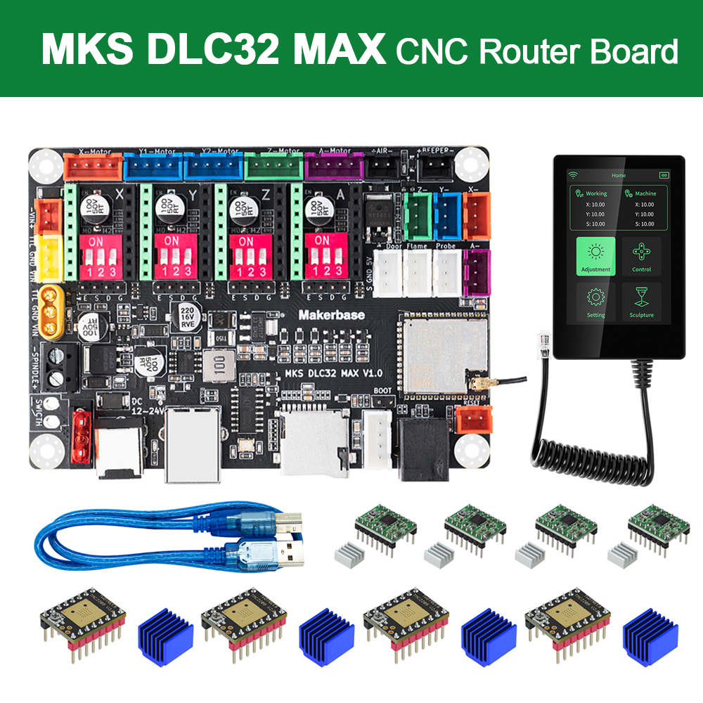 Makerbase MKS DLC32 MAX фрезерный станок с ЧПУ, лазерный гравировальный станок, 4-осевой контроллер, материнская плата для лазерного гравера для работы по дереву TMC2209
