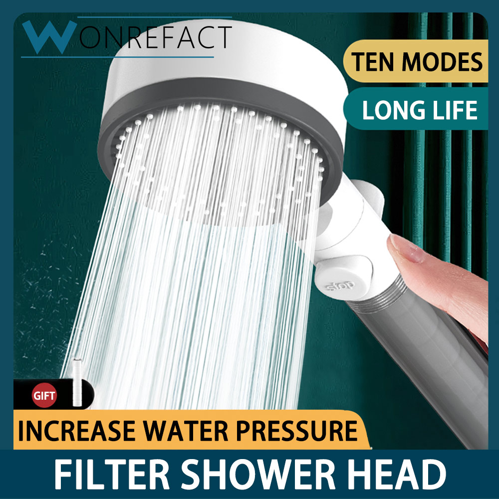 Cabezal de ducha con filtro de 10 modos, ducha ajustable de alta presión con ahorro de agua, parada de agua con un solo clic, cabezal de ducha Universal para el cuidado de la piel