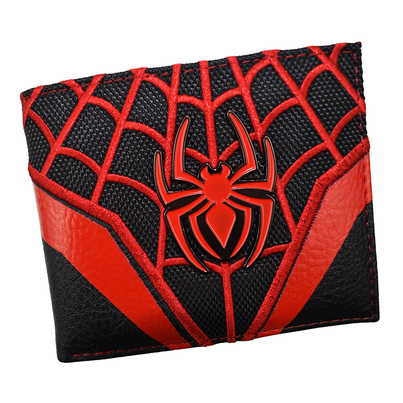 Cartera Marvel de cómics con diseño de metal de alta calidad, monedero de Spiderman de cuero PU con bolsillo para monedas con cremallera
