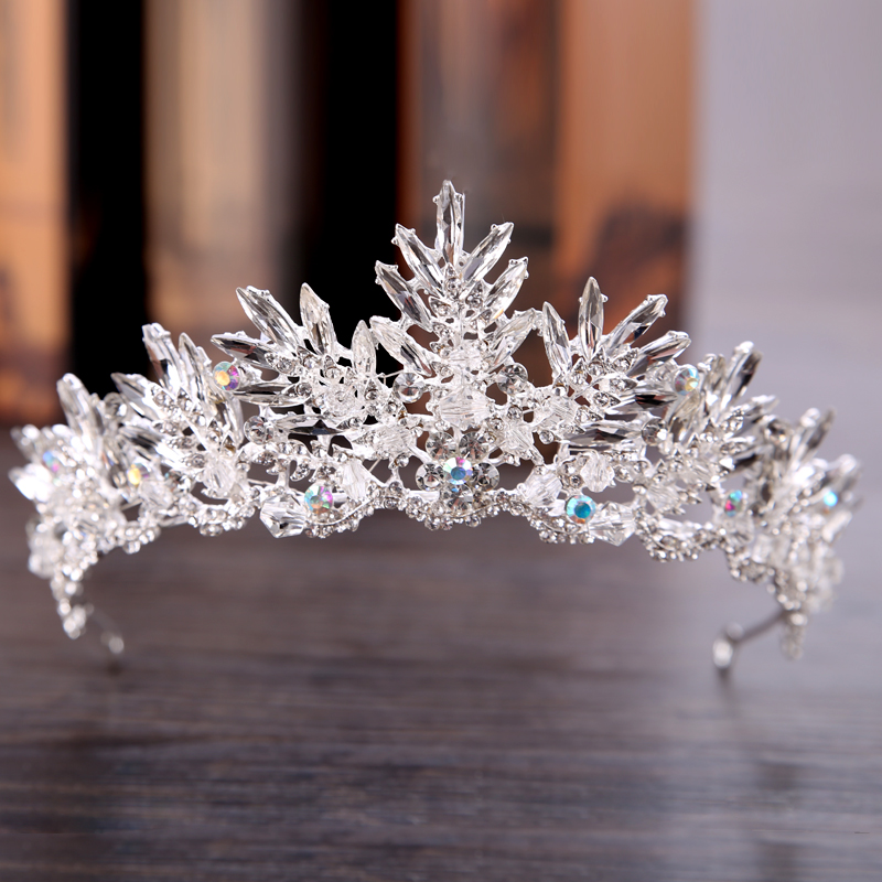 Trendige Hochzeitskrone, Accessoires, Barock, silberfarben, Strass, Kristall, Brautkrone, Kopfschmuck, Hochzeit, Haarschmuck, Tiara
