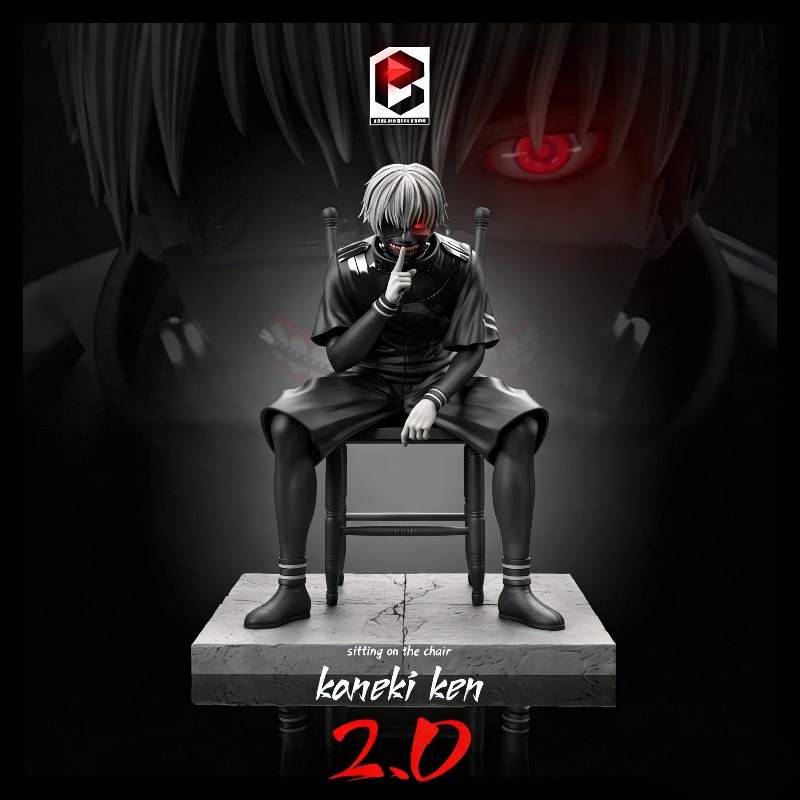 20 cm Ken Kaneki Zitten Figuur Tokyo Ghoul GK Vervangbare Dubbele Hoofd Dubbele Armen Standbeeld Met Basis Anime Model Speelgoed Deco jongen Gift