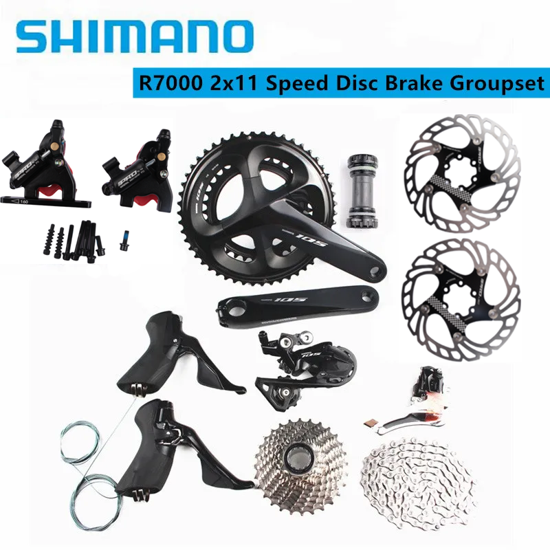 SHIMANO 105 R7000 2x11 vitesses groupe de frein à disque pour vélo de route Kit de vélo ensemble avec frein à disque IIIPRO