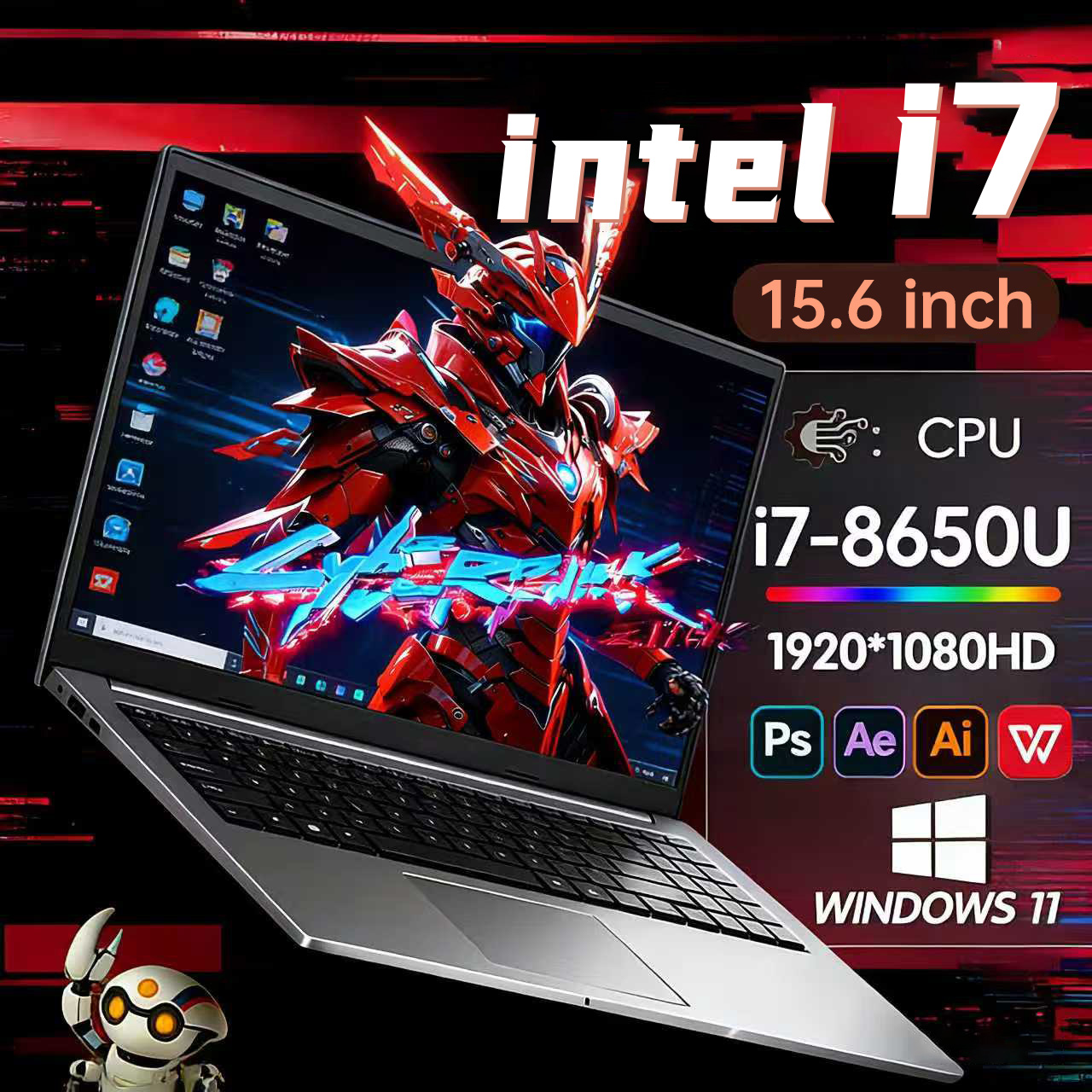 Novo Notebook 2026 com Processador Core i7 8650U, Windows 11 Pro, 32GB RAM, SSD de 2TB para Jogos, Escritório e Estúdio - Alta Velocidade, Bateria de 5000mAh