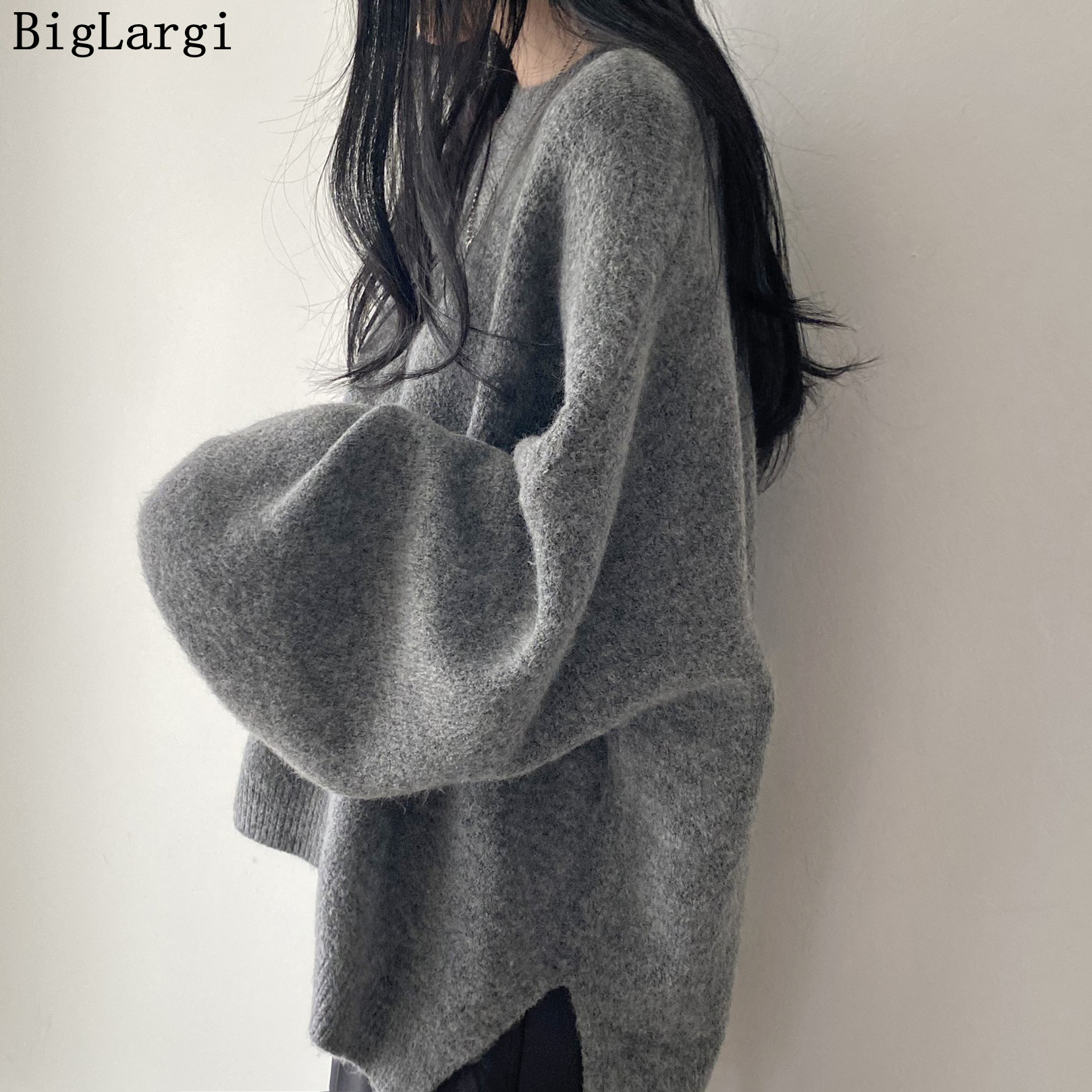 Lazy Style Oversize Femme Pullover Tops Office Lady Soft Long Sleeve Autumn 2024 OL Warm Chic Women Knitwear Sweaters Jumpers