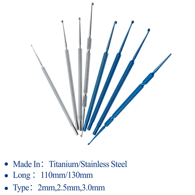 Curette à Chalazion, Micro pince à Double extrémité, Instrument chirurgical ophtalmique vétérinaire pour animaux de compagnie