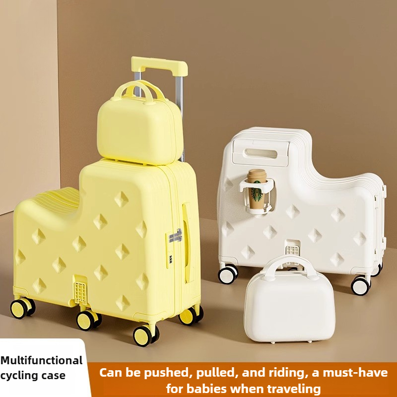 Maleta para niños, maleta para madre e hijo, cubierta con ruedas montada, maleta de embarque para niños y niñas de 20 pulgadas, funda con contraseña