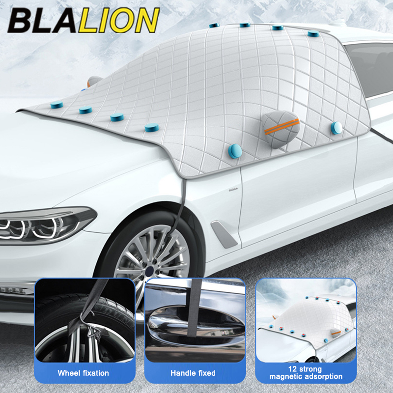 Blalion ที่คลุมกันหิมะที่บังแดดหน้ารถยนต์ที่ปิดกระจกรถแม่เหล็กป้องกันการแช่แข็งสำหรับหน้าต่างด้านหน้าที่บังแดดแบบหนา