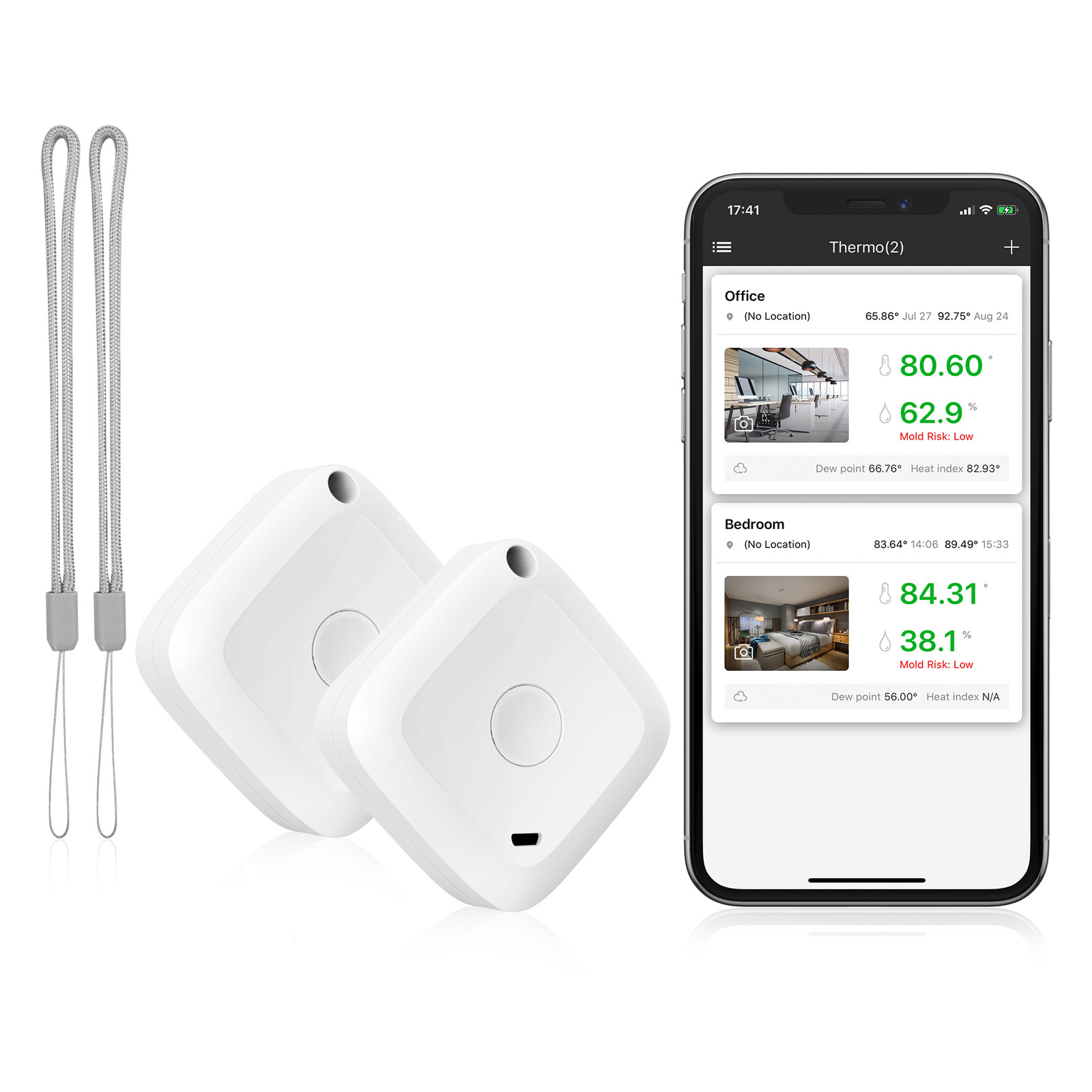ORIA thermomètre sans fil capteur hygromètre enregistreur de données numérique C/F intérieur extérieur Bluetooth température humidité mètre alarme