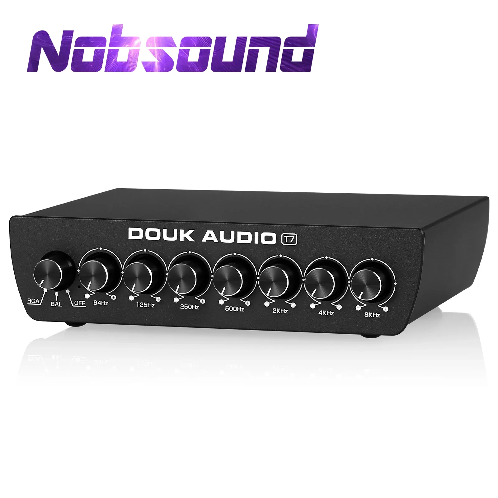 Nobsound T7 Equalizador de 7 bandas XLR / RCA balanceado pré-amplificador para amplificador doméstico
