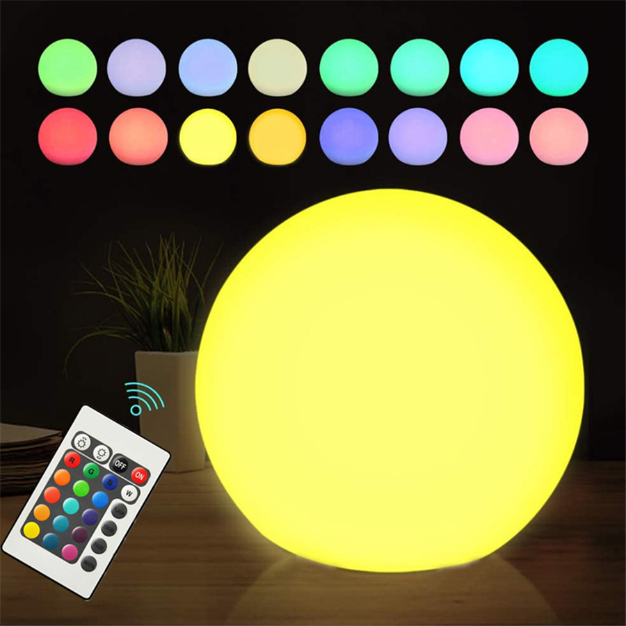 Super große LED-Leucht-Nachtlichter mit runder Kugel, batteriebetrieben, ferngesteuert, 16 Farben, Garten, Landschaft, Rasenlampen für Innen- und Außendekoration