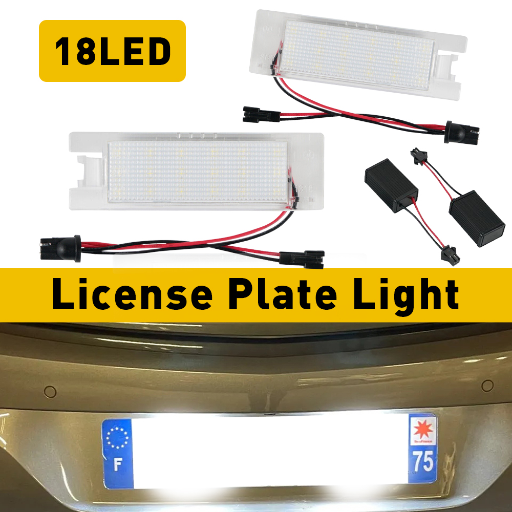 2ชิ้นสำหรับ Vauxhall Opel Astra H Corsa C D Zafira B ADAM merb CANbus นำป้ายทะเบียน18ไฟ LED รถกันน้ำ