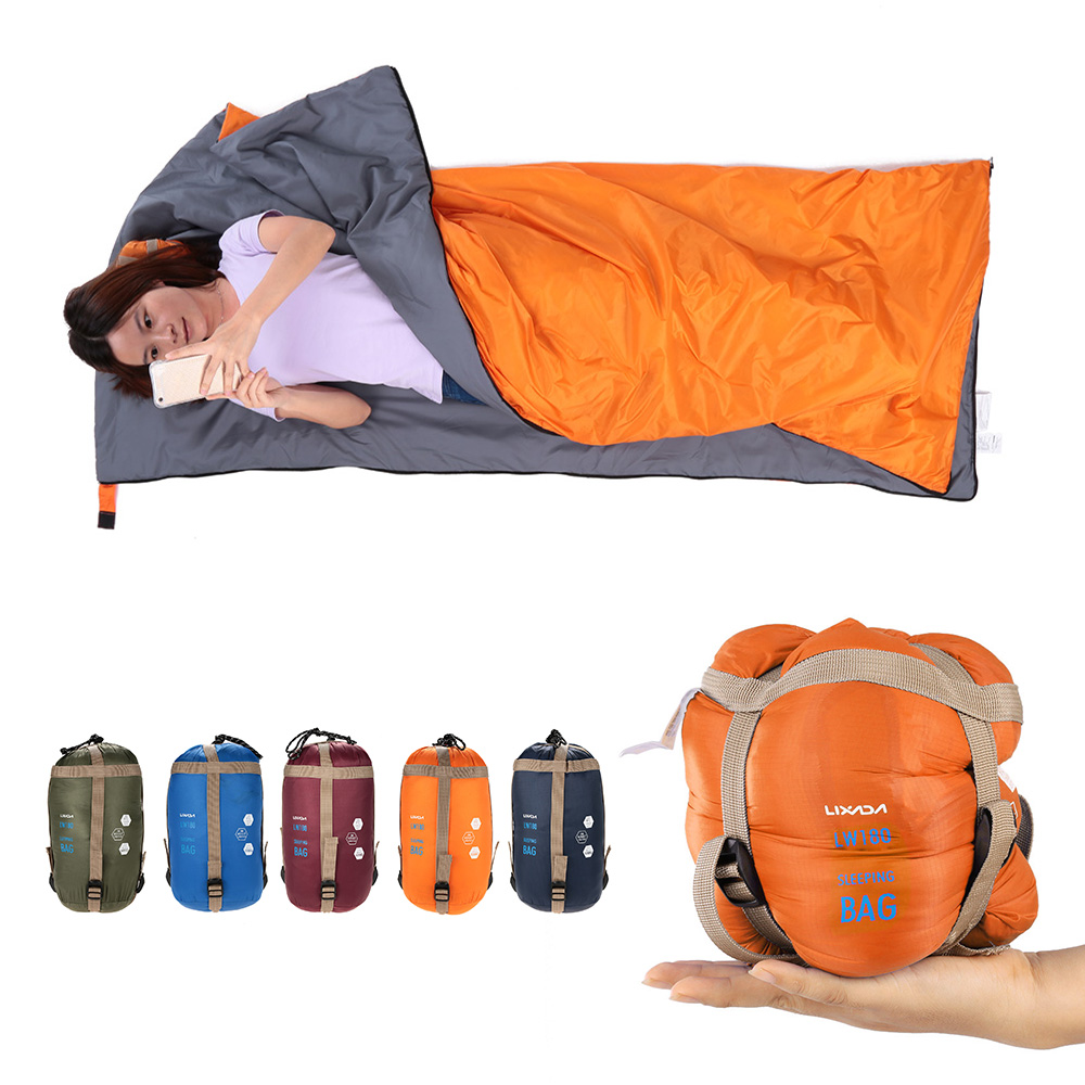 LIXADA tas tidur amplop 190*75cm, Kantung tidur pantai berjalan Mini luar ruangan berkemah dewasa, tas perjalanan sangat ringan musim semi musim gugur