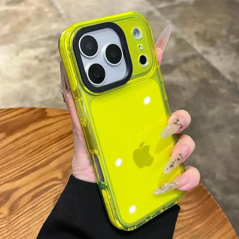 Luxe Transparante Airbag Telefoon Case Voor iPhone 17 Air 16 Pro Max 15 14 13 12 11 Contrasterende Bumper schokbestendig TPU Clear Cover