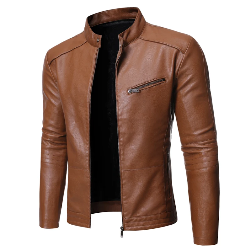 Jaqueta de couro da moda masculina outono nova jaqueta de couro do plutônio motocicleta bicicleta fino ajuste jaqueta masculina preto azul roupas
